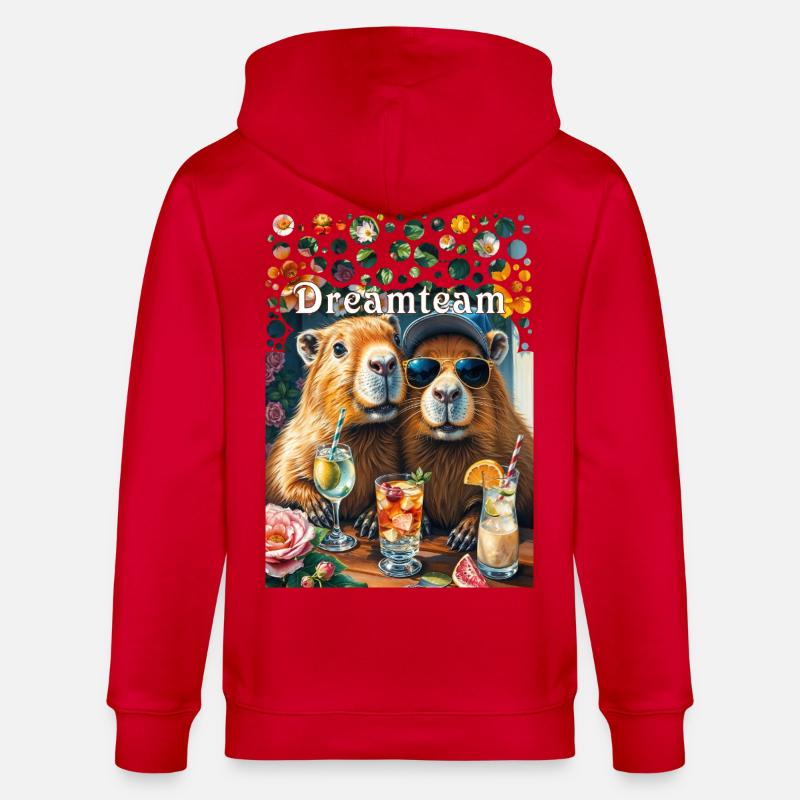 Dreamteam Capybara Couple Teamwork Freizeit - Stanley/Stella Unisex Bio-Kapuzenjacke CULTIVATOR  - Rot