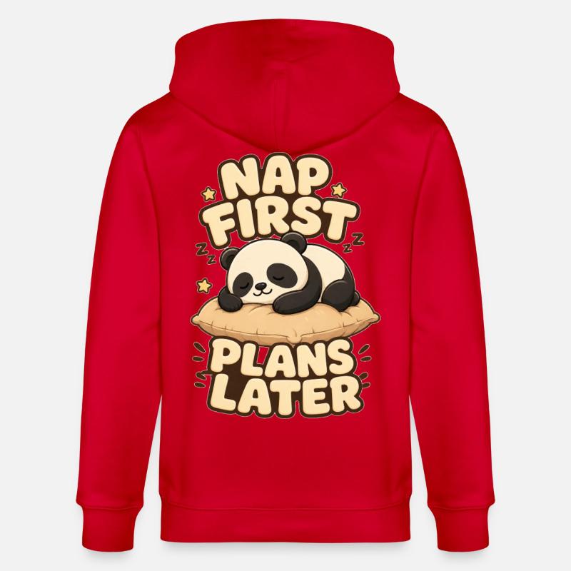 Nap First Plans Later Panda - Stanley/Stella Unisex Bio-Kapuzenjacke CULTIVATOR  - Rot