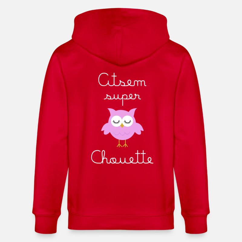 Atsem super chouette (écrit blanc) - Veste à capuche bio CULTIVATOR Stanley/Stella Unisexe - rouge