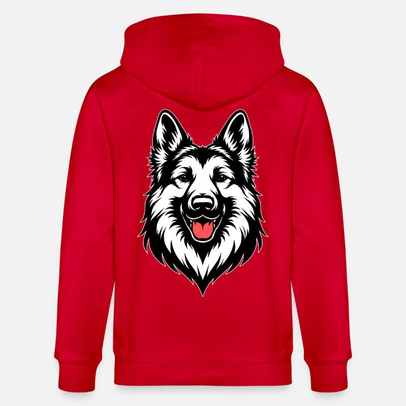 Deutscher Schäferhund Design - Stanley/Stella Unisex Bio-Kapuzenjacke CULTIVATOR  - Rot