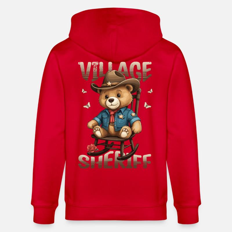 Bär der Dorf Sheriff - Stanley/Stella Unisex Bio-Kapuzenjacke CULTIVATOR  - Rot