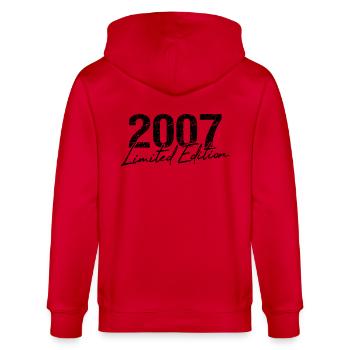 Geburtstag 2007 Limited Edition Geschenk Used Cool - Stanley/Stella Unisex Bio-Kapuzenjacke CULTIVATOR  - Rot - Hinten - Anna (173cm)