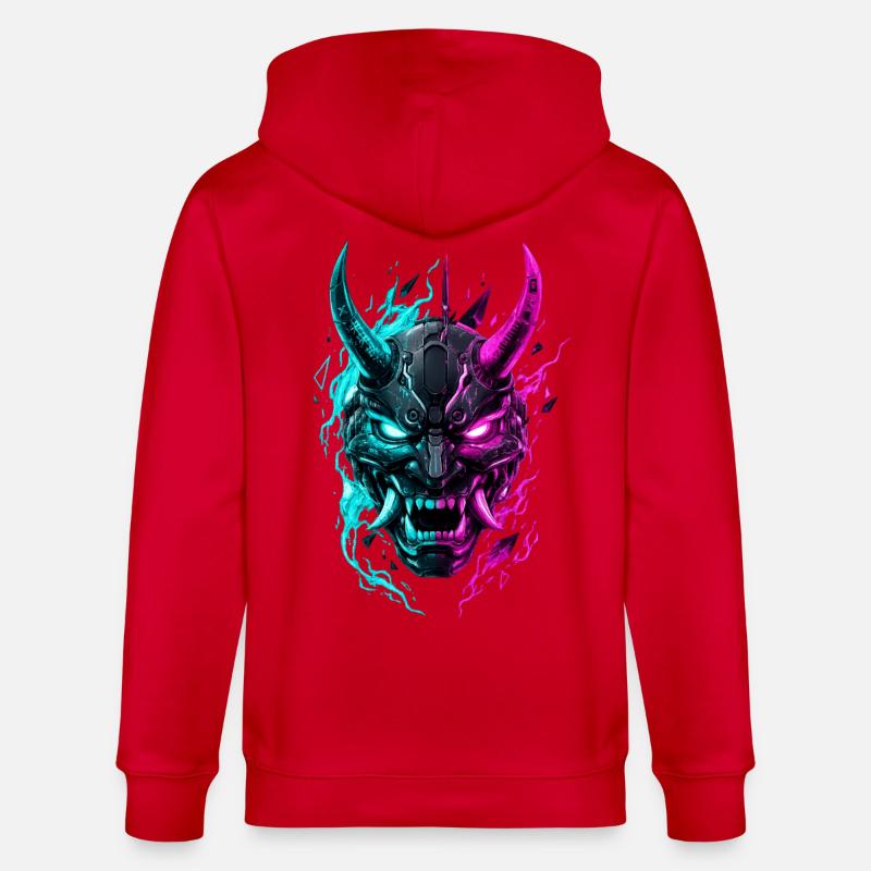 Masque Cyber Oni Néon - Veste à capuche bio CULTIVATOR Stanley/Stella Unisexe - rouge
