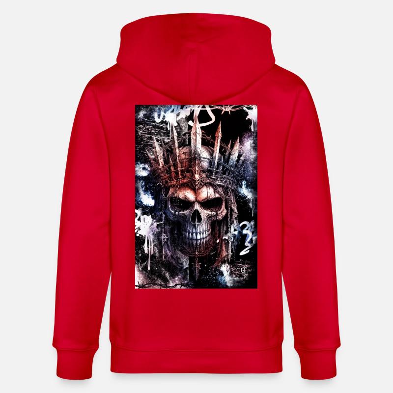 Dunkler gotischer Stadtschädel / Schädel - Stanley/Stella Unisex Bio-Kapuzenjacke CULTIVATOR  - Rot