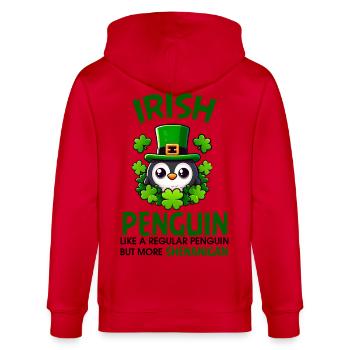 Irish Penguin Shenanigan - Stanley/Stella CULTIVATOR  Unisex Organic Hooded Jacket - red - Back - Anna (173cm)