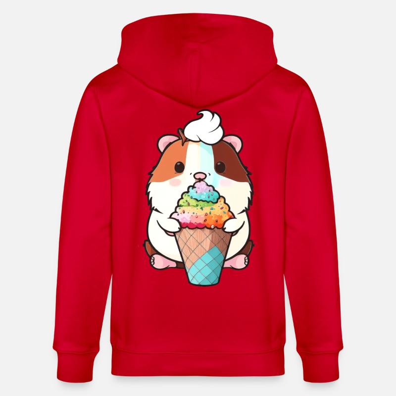 Kleiner Hamster mit buntem Eis - Stanley/Stella Unisex Bio-Kapuzenjacke CULTIVATOR  - Rot