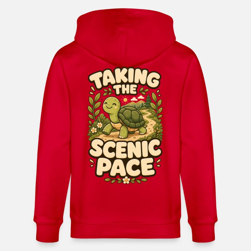 Taking The Scenic Pace Turtle - Stanley/Stella CULTIVATOR Unisex Organic Hooded Jacket - red