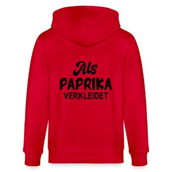 Paprika Kostüm Karneval Gemüse verkleidet Fasching - Stanley/Stella Unisex Bio-Kapuzenjacke CULTIVATOR  - Rot - Hinten - Anna (173cm)
