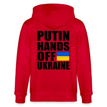 Putin hands off ukraine - Stanley/Stella Unisex Bio-Kapuzenjacke CULTIVATOR  - Rot - Hinten - Anna (173cm)