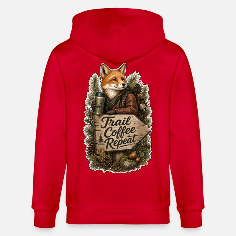 Trail Coffee Repeat Fox - Stanley/Stella CULTIVATOR Unisex Organic Hooded Jacket - red