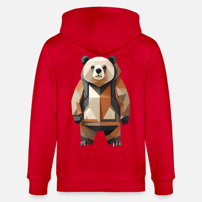Polypanda Panda Low-Poly - Veste à capuche bio CULTIVATOR Stanley/Stella Unisexe - rouge