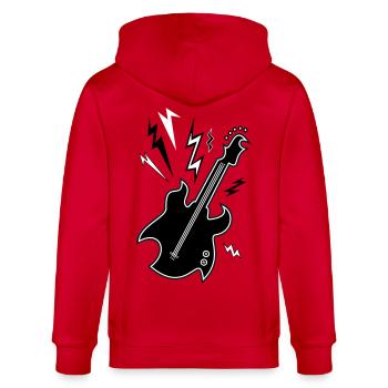 Schwarz-Weiß-Gitarre - Stanley/Stella Unisex Bio-Kapuzenjacke CULTIVATOR  - Rot - Hinten - Anna (173cm)