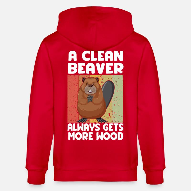 Sauberer Biber Holzspruch - Stanley/Stella Unisex Bio-Kapuzenjacke CULTIVATOR - Rot