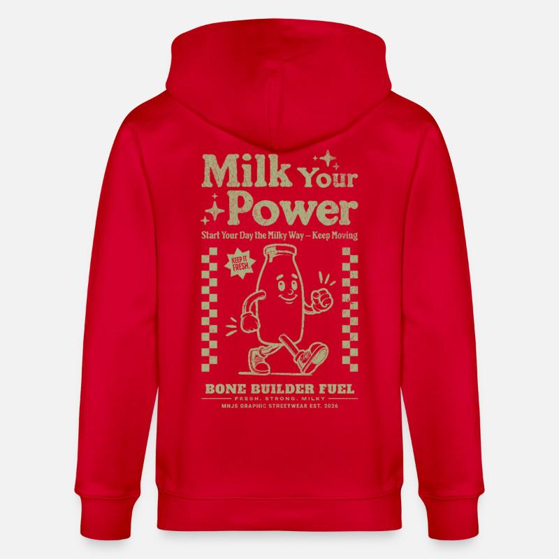 Milk Power pour le petit-déjeuner - Veste à capuche bio CULTIVATOR Stanley/Stella Unisexe - rouge