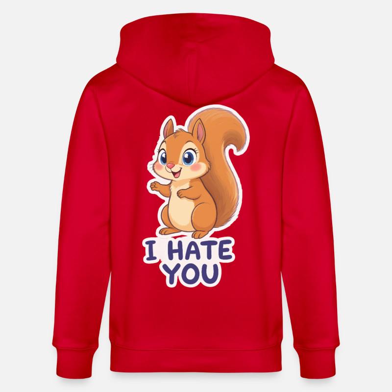 Kawaii Eichhörnchen – I Hate You Cartoon - Stanley/Stella Unisex Bio-Kapuzenjacke CULTIVATOR  - Rot