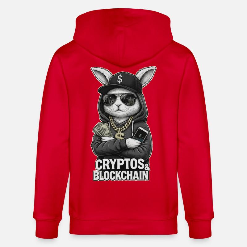 CryptoRabbit : T-shirt Blockchain Hustle - Veste à capuche bio CULTIVATOR Stanley/Stella Unisexe - rouge