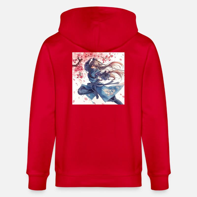 Kirschblüten-Ninja im Blitzangriff - Stanley/Stella Unisex Bio-Kapuzenjacke CULTIVATOR  - Rot