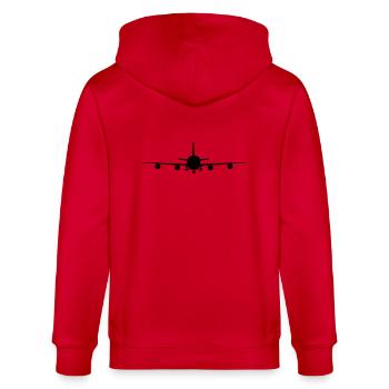 flugzeug silhouette landung fahrwerk abheben - Stanley/Stella Unisex Bio-Kapuzenjacke CULTIVATOR  - Rot - Hinten - Anna (173cm)