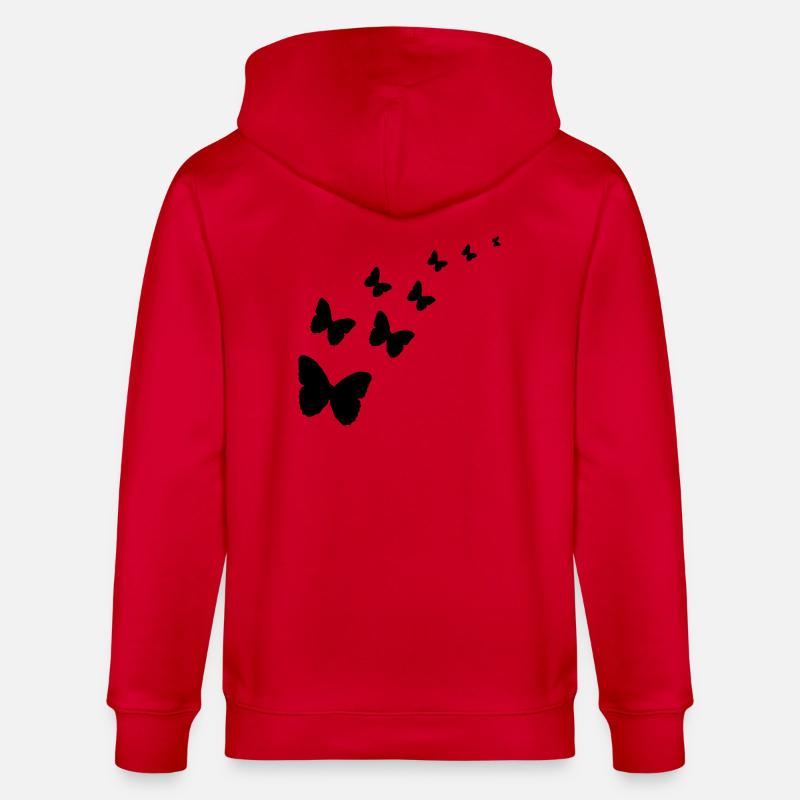 Schmetterlinge - Stanley/Stella Unisex Bio-Kapuzenjacke CULTIVATOR  - Rot