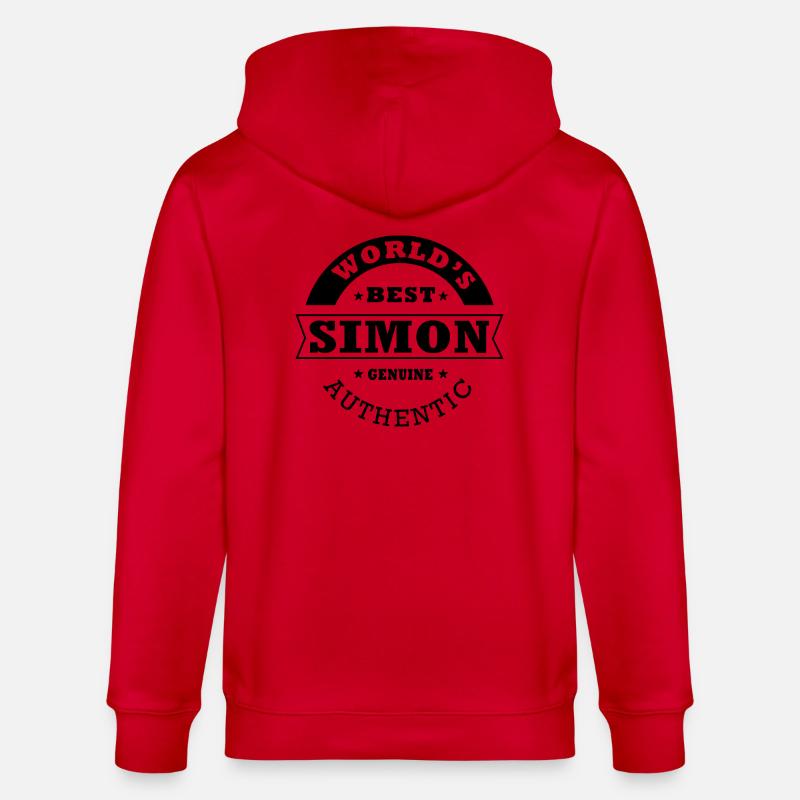 SIMON Tshirt personalized name Simon - Stanley/Stella CULTIVATOR Unisex Organic Hooded Jacket - red