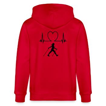 Nordic walking - Stanley/Stella Unisex Bio-Kapuzenjacke CULTIVATOR  - Rot - Hinten - Anna (173cm)