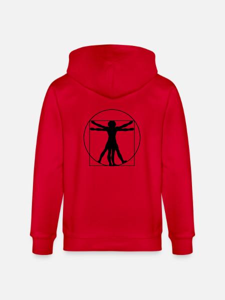 Da Vinci's Vitruvian Man - Stanley/Stella CULTIVATOR  Unisex Organic Hooded Jacket - red