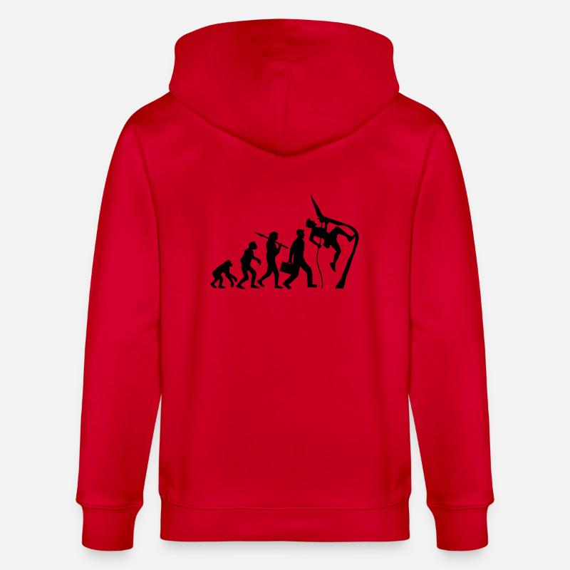 Climbing rope climbers evolution - Stanley/Stella CULTIVATOR  Unisex Organic Hooded Jacket - red