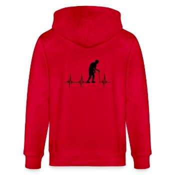 Opa Herzschlag EKG - Stanley/Stella Unisex Bio-Kapuzenjacke CULTIVATOR  - Rot - Hinten - Anna (173cm)