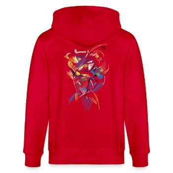 abstract - Stanley/Stella CULTIVATOR  Unisex Organic Hooded Jacket - red - Back - Anna (173cm)