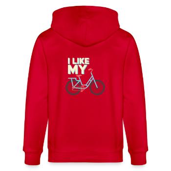 J’aime mon T-shirt vélo & cadeau - Veste à capuche bio CULTIVATOR Stanley/Stella Unisexe - rouge - Dos - Anna (173cm)