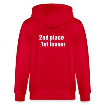 2nd place - 1st looser - winner - competition - - Veste à capuche bio CULTIVATOR Stanley/Stella Unisexe - rouge - Dos - Anna (173cm)