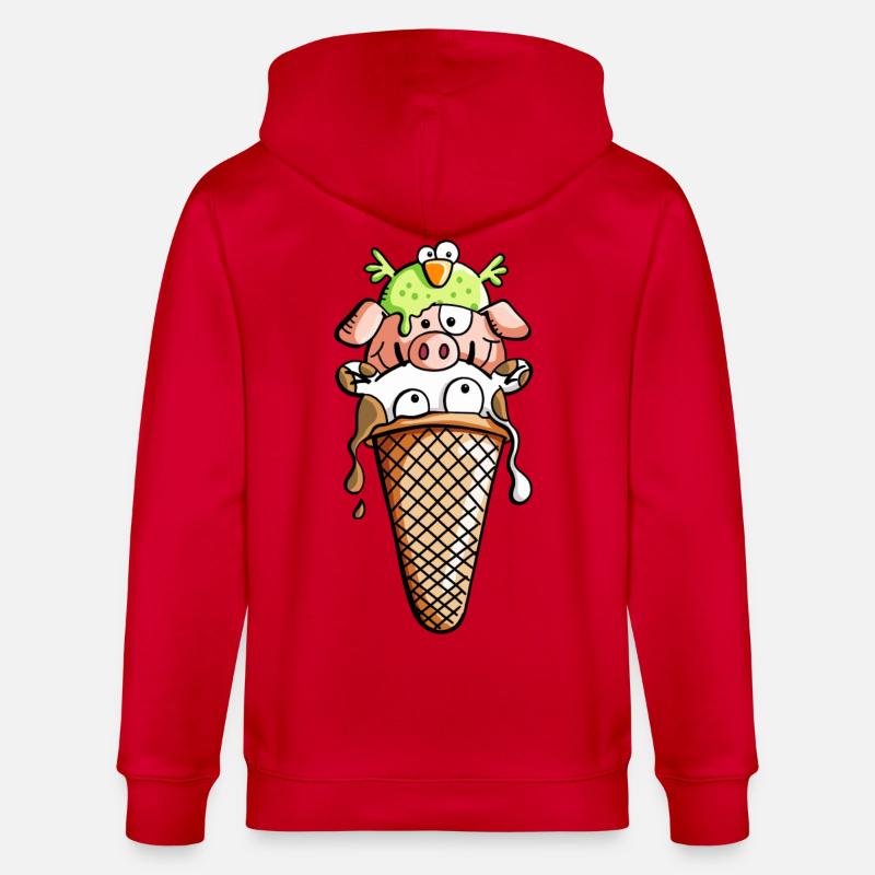 Bauernhoftier Eiscreme - Tiere - Eis - Kinder -Fun - Stanley/Stella Unisex Bio-Kapuzenjacke CULTIVATOR - Rot