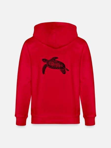 Small floating turtle - Stanley/Stella CULTIVATOR  Unisex Organic Hooded Jacket - red