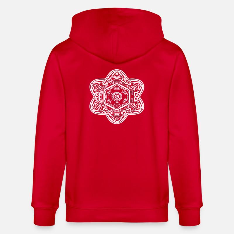 Geometric Mandala Flowers Pattern Shape - Stanley/Stella CULTIVATOR  Unisex Organic Hooded Jacket - red