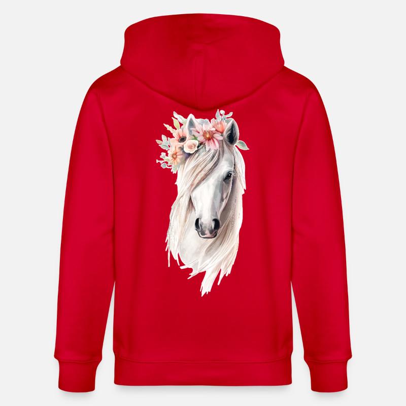 Cheval avec des fleurs - Veste à capuche bio CULTIVATOR Stanley/Stella Unisexe - rouge