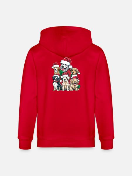 Santa Paws Crew Funny Dog Xmas Design - Stanley/Stella CULTIVATOR  Unisex Organic Hooded Jacket - red