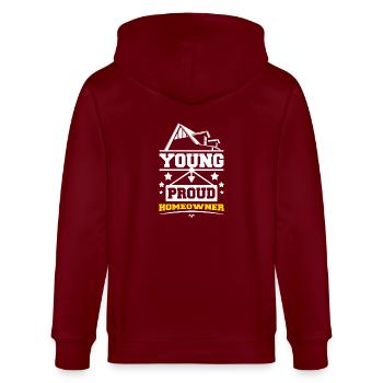 Young proud homeowner - Stanley/Stella Unisex Bio-Kapuzenjacke CULTIVATOR  - Burgunderrot - Hinten - Anna (173cm)