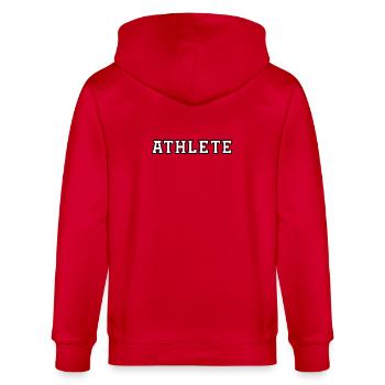 Athlete - Stanley/Stella Unisex Bio-Kapuzenjacke CULTIVATOR  - Rot - Hinten - Anna (173cm)