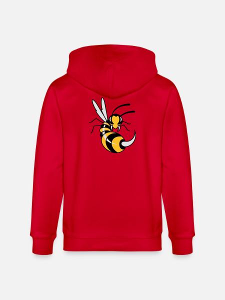 Wasp with giant sting - Stanley/Stella CULTIVATOR Unisex Organic Hooded Jacket - red