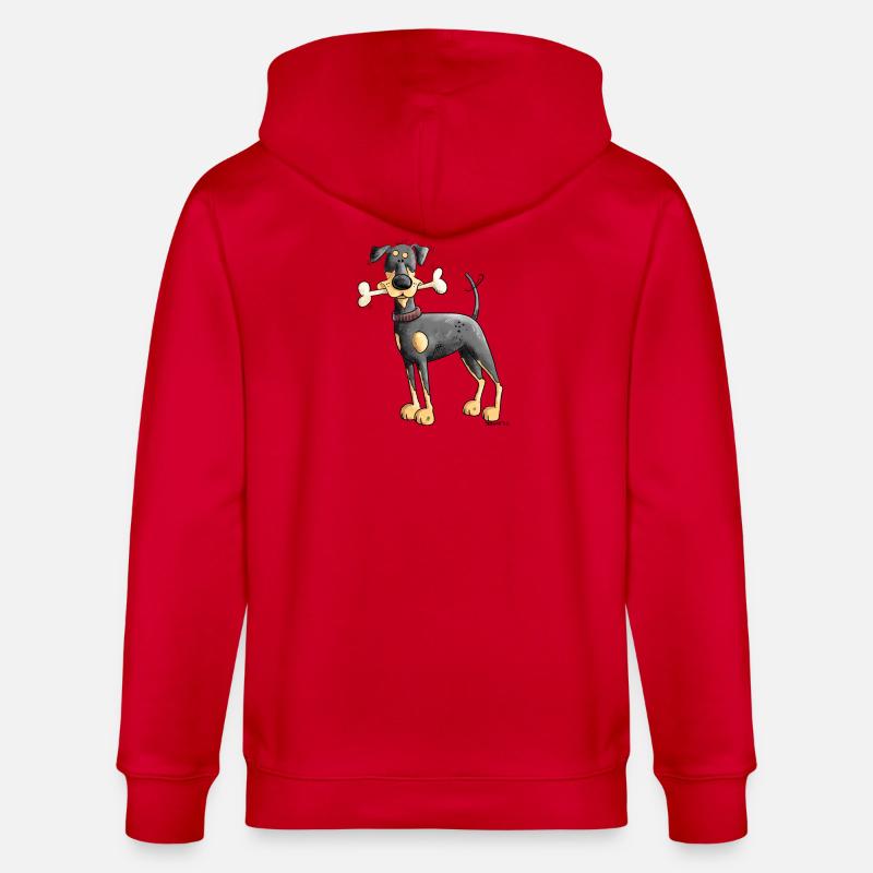 Dobermann Oder Pinscher mit Knochen - Stanley/Stella Unisex Bio-Kapuzenjacke CULTIVATOR  - Rot