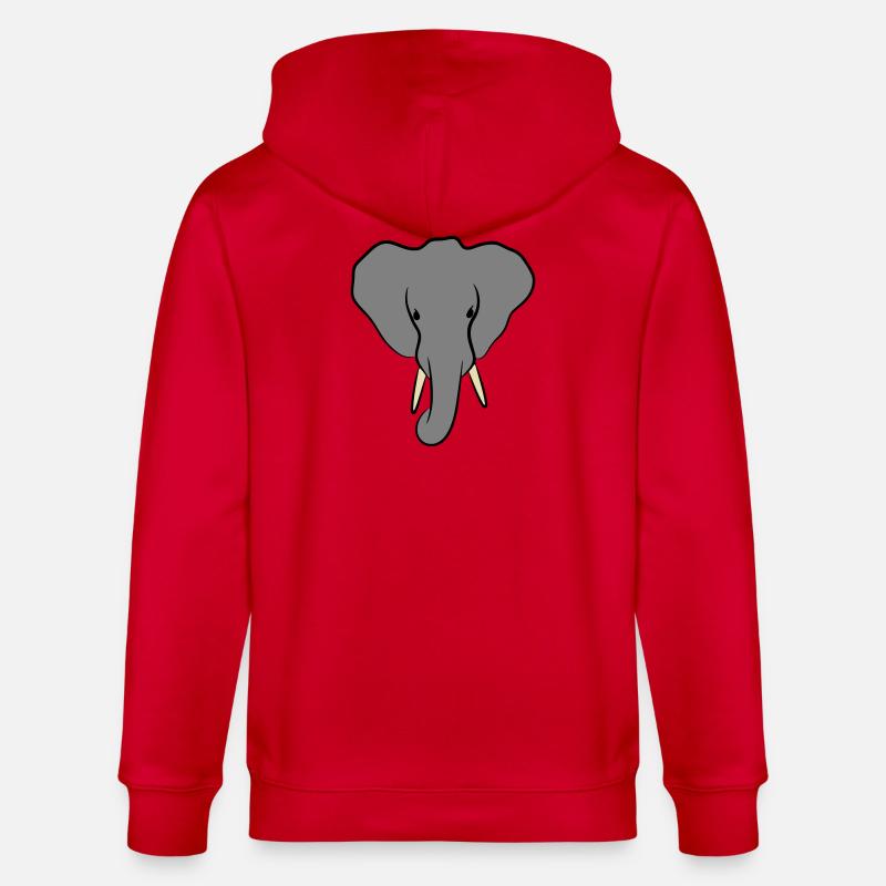 Elefantenkopf Minimalistisch - Stanley/Stella Unisex Bio-Kapuzenjacke CULTIVATOR  - Rot