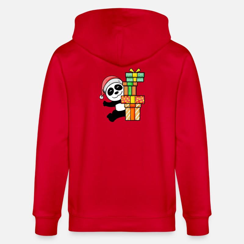 Panda de Noël avec cadeaux - Veste à capuche bio CULTIVATOR Stanley/Stella Unisexe - rouge