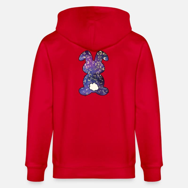 Leopard Pattern Rabbit Easter - Stanley/Stella CULTIVATOR  Unisex Organic Hooded Jacket - red