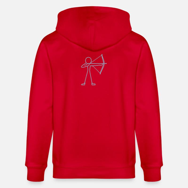 Strichmännchen Bogen Bogenschießen Bogenschütze - Stanley/Stella Unisex Bio-Kapuzenjacke CULTIVATOR - Rot