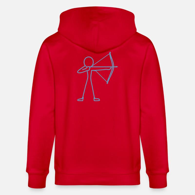 Strichmännchen Bogen Bogenschießen Bogenschütze - Stanley/Stella Unisex Bio-Kapuzenjacke CULTIVATOR  - Rot