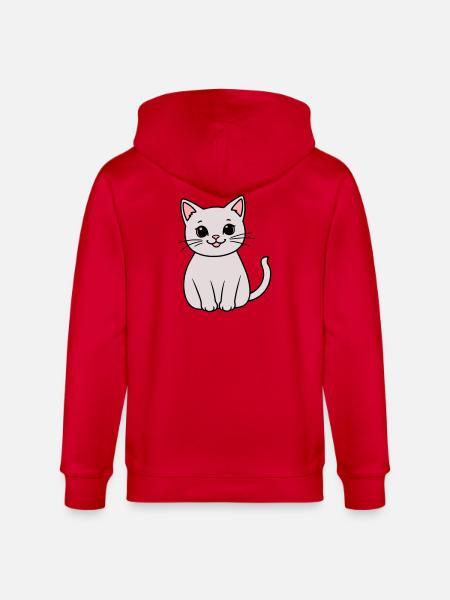 gray kitten - Stanley/Stella CULTIVATOR  Unisex Organic Hooded Jacket - red