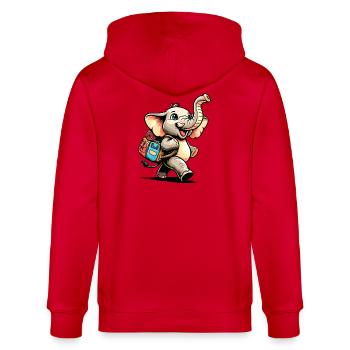 Tiny Trekker: Der lustige Elefant - Stanley/Stella Unisex Bio-Kapuzenjacke CULTIVATOR  - Rot - Hinten - Anna (173cm)