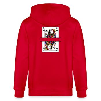 Carte à jouer reine de trèfle avec espace bannière - Veste à capuche bio CULTIVATOR Stanley/Stella Unisexe - rouge - Dos - Anna (173cm)
