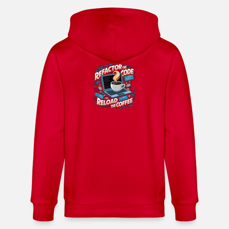 Programmers generate code from coffee - Stanley/Stella CULTIVATOR  Unisex Organic Hooded Jacket - red