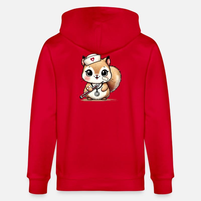 Bezauberndes Eichhörnchen als Krankenschwester - Stanley/Stella Unisex Bio-Kapuzenjacke CULTIVATOR  - Rot